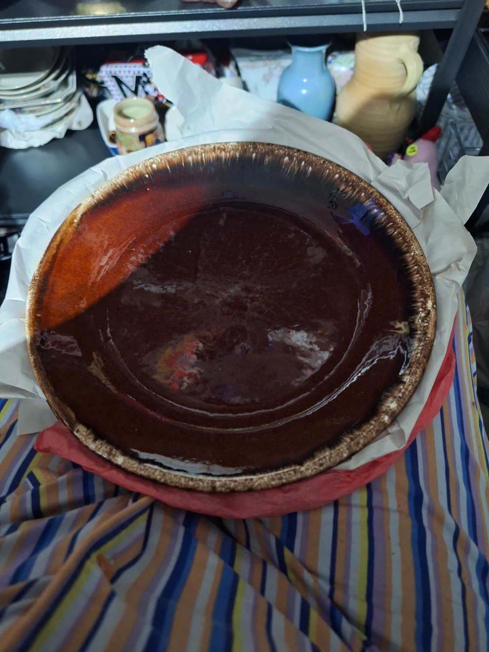 2 Handmade Brown Glazed Ceramic Serving Bowl